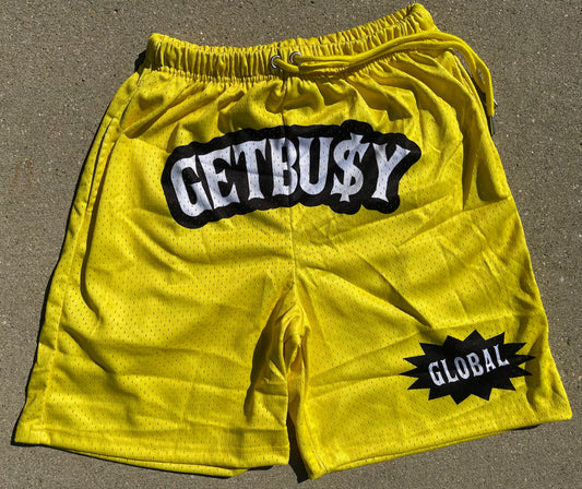 Get Busy Yellow Mesh Shorts